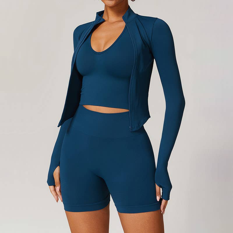 One Legacy Long Sleeve Full Zipper Jacket + Shorts 2-piece Set